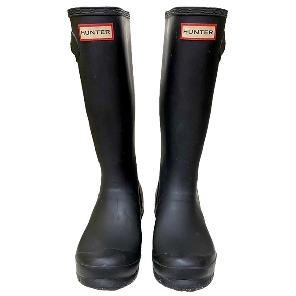 Hunter matte black tall rain boots size 5 - Picture 1 of 8